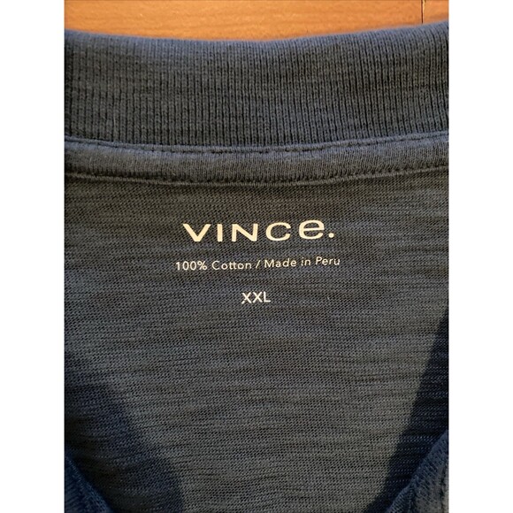 Vince Shirt‎ Blue Cotton Short Sleeve Regular Fit Slub Polo -Men's XXL - Picture 5 of 8